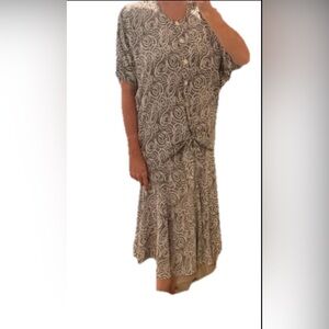 Vintage Late 80s Miss Oops California Abstract Swirl Skirt & Top Set USA Made